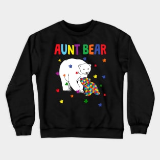 Cute Aunt Bear Autism Awareness Month Familys Crewneck Sweatshirt